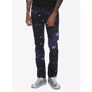 Rude Hot Topic Galaxy Space Print Skinny Jeans Men's 30x30 Purple Nebula Stars